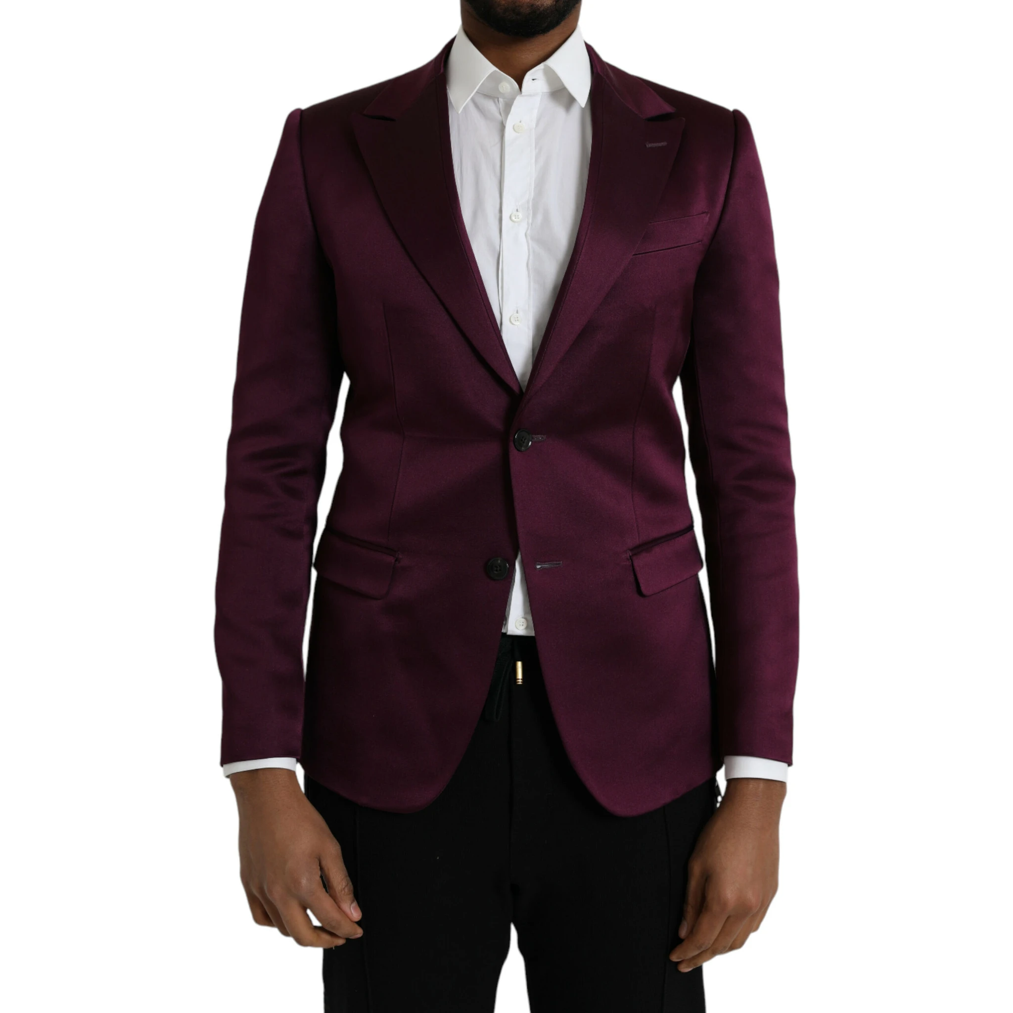 Maroon Silk Single Breasted Coat Blazer