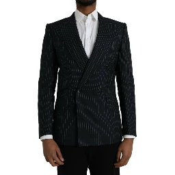 Black Stripe SICILIA Double Breasted Coat Blazer