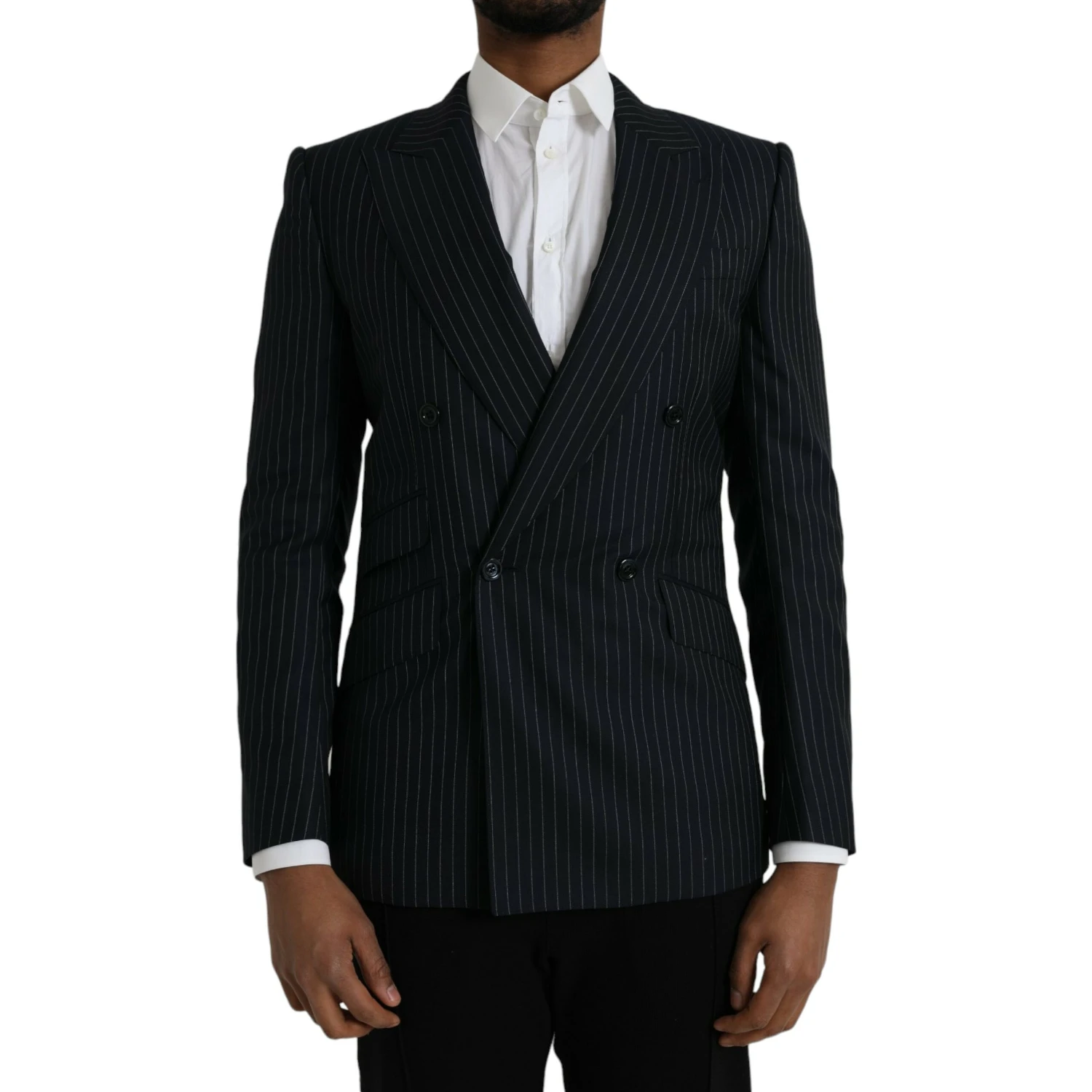Black Stripe SICILIA Double Breasted Coat Blazer