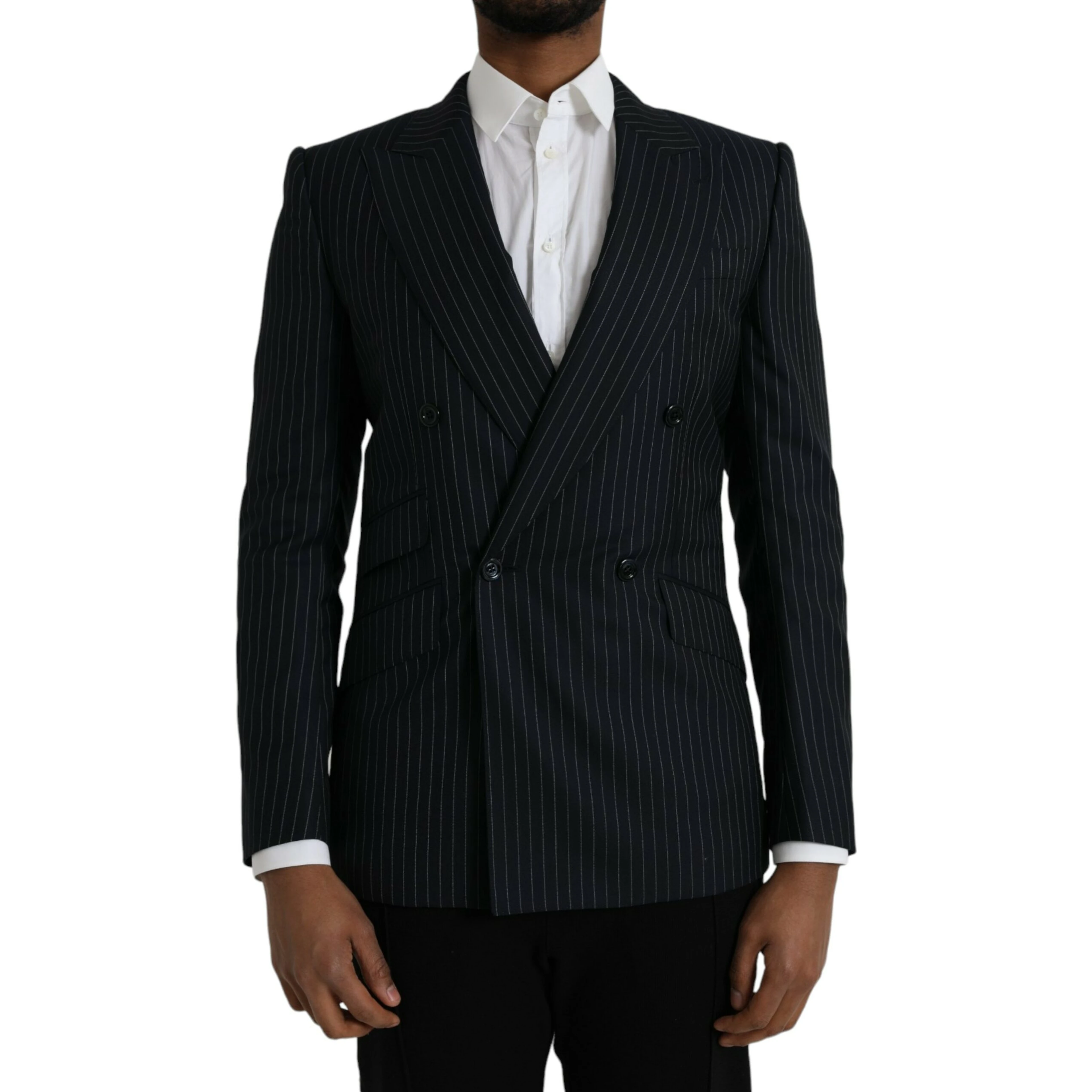 Black Stripe SICILIA Double Breasted Coat Blazer