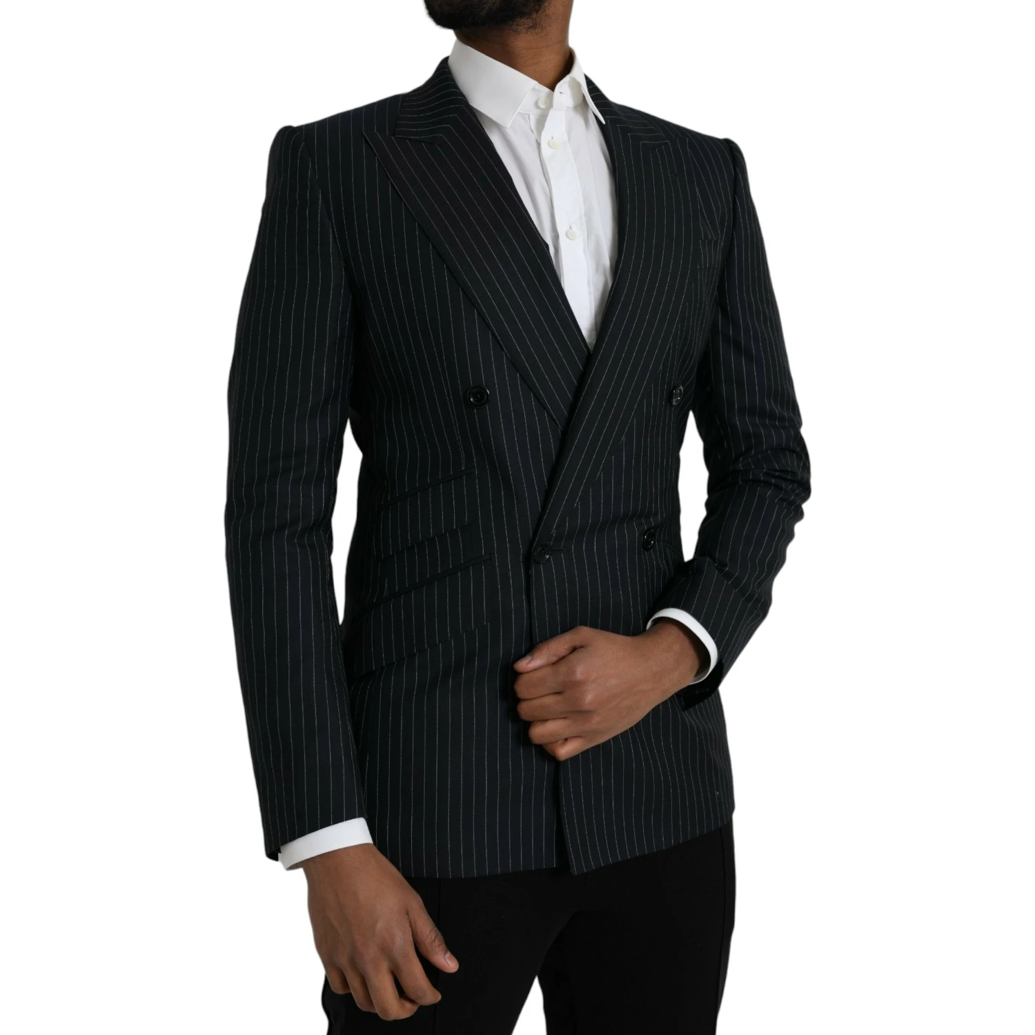Black Stripe SICILIA Double Breasted Coat Blazer