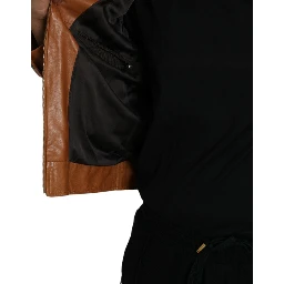 Brown Lamb Leather Full Zip Blouson Jacket