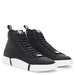Black Suede Leather High Top Sneakers