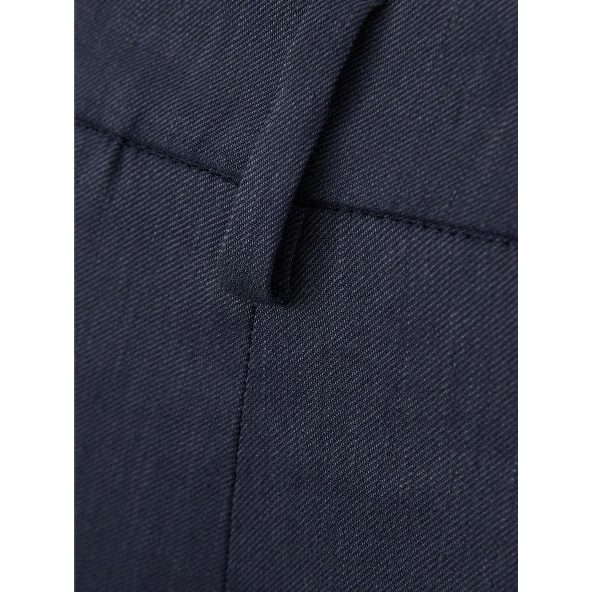 Blue Linen Casual Pants