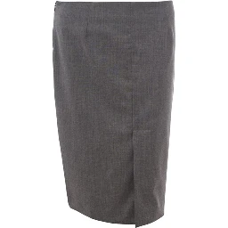 Gray Wool Midi Skirt