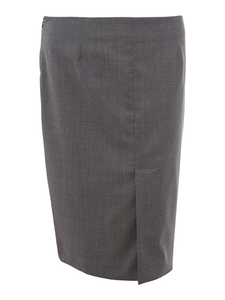 Gray Wool Midi Skirt