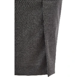 Gray Wool Midi Skirt