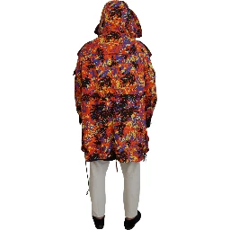 Multicolor Long Hooded Cargo Pocket Coat Jacket