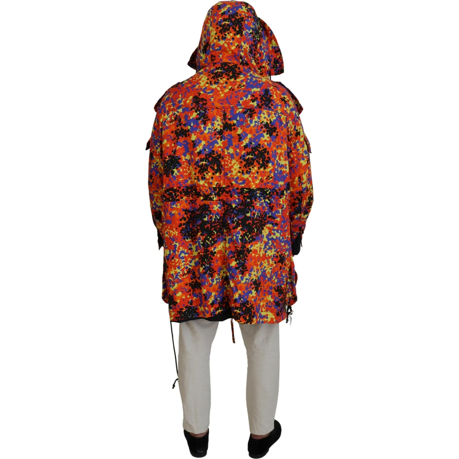 Multicolor Long Hooded Cargo Pocket Coat Jacket