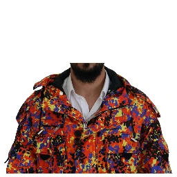 Multicolor Long Hooded Cargo Pocket Coat Jacket