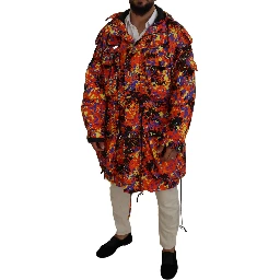 Multicolor Long Hooded Cargo Pocket Coat Jacket