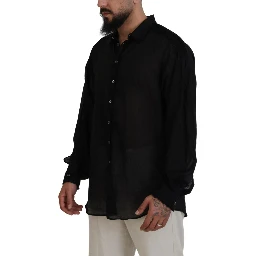 Black Cotton Collared Long Sleeves Formal Shirt