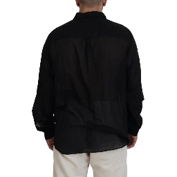 Black Cotton Collared Long Sleeves Formal Shirt