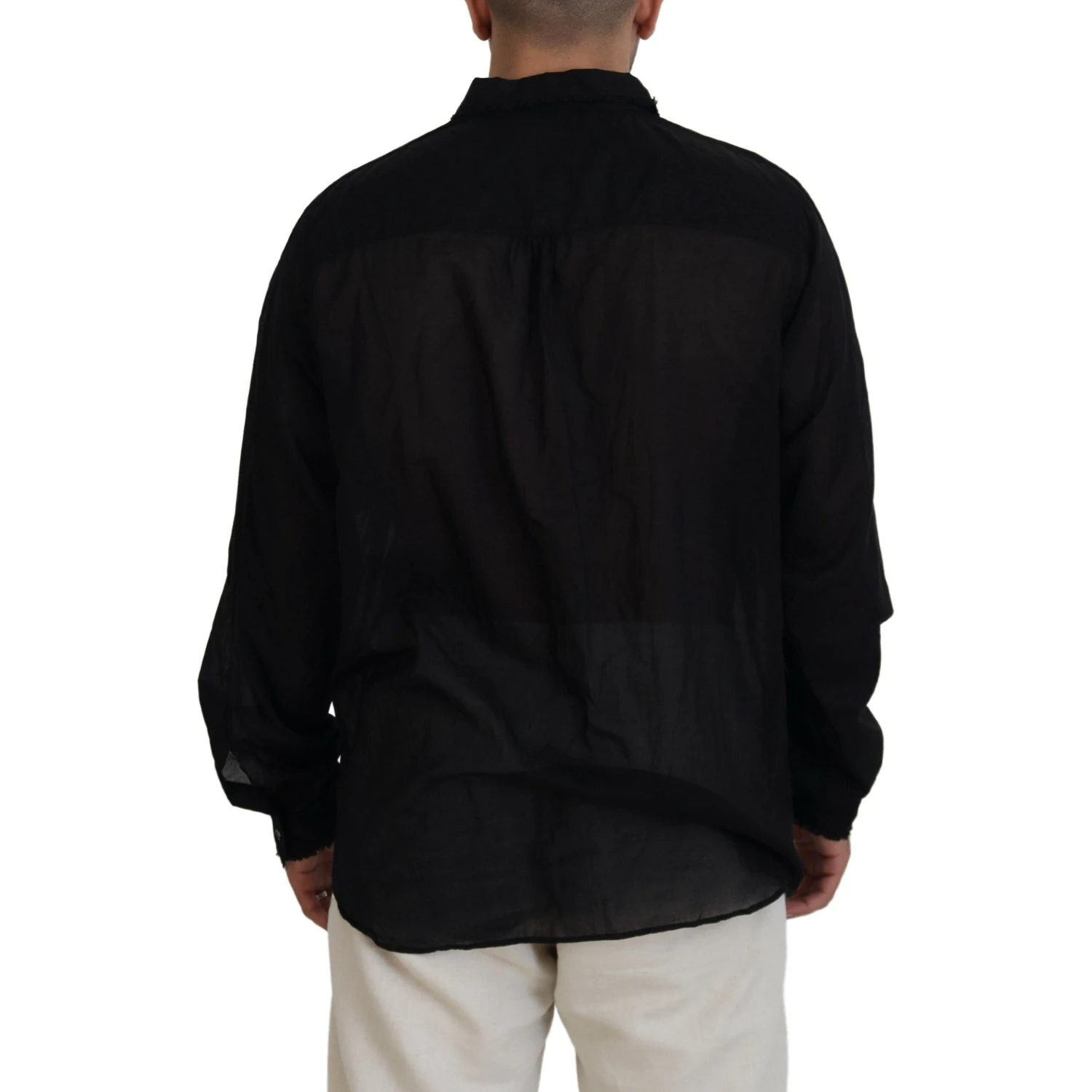 Black Cotton Collared Long Sleeves Formal Shirt