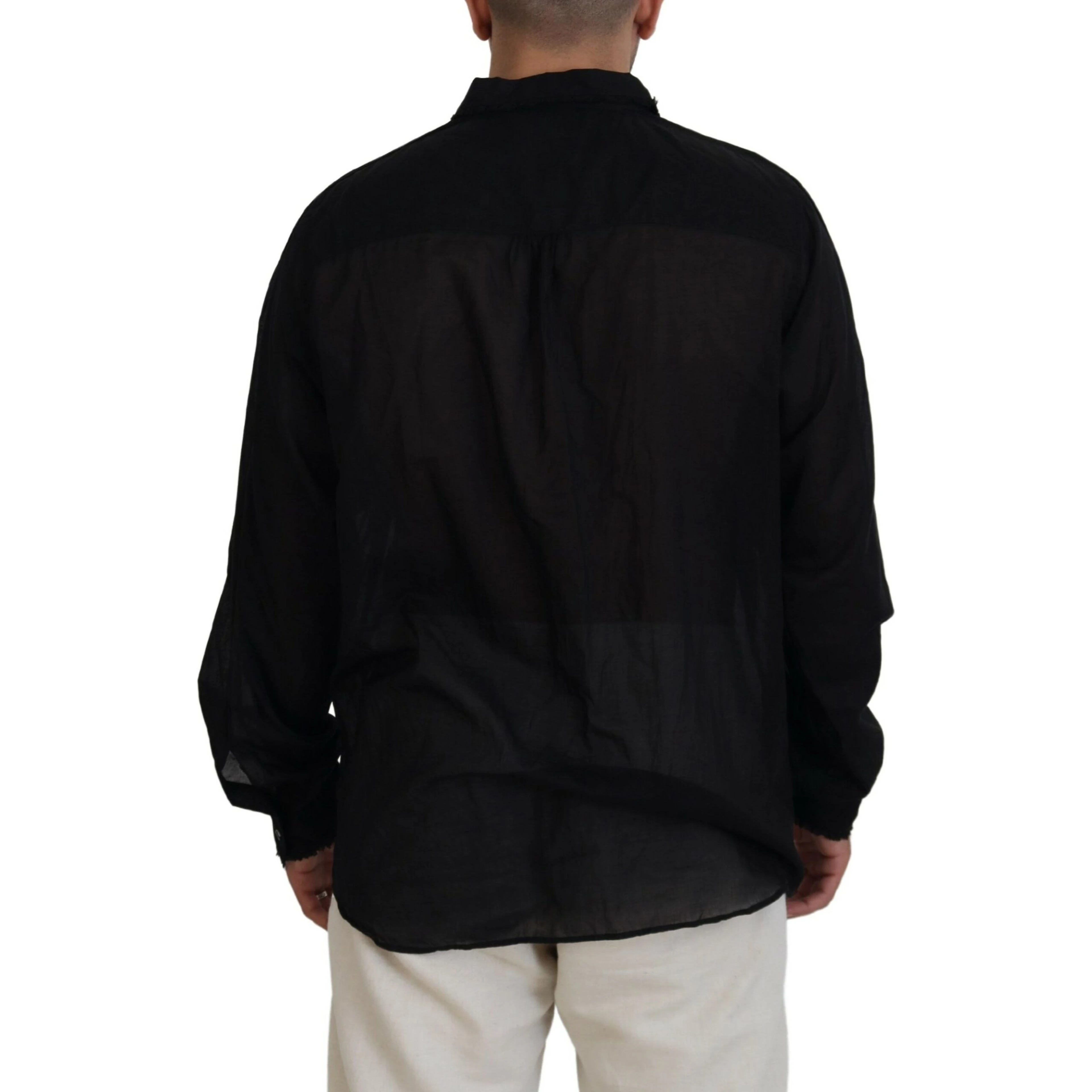 Black Cotton Collared Long Sleeves Formal Shirt