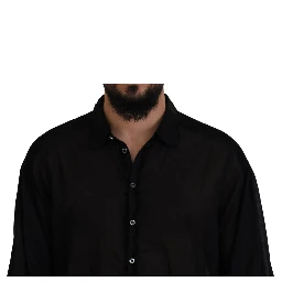 Black Cotton Collared Long Sleeves Formal Shirt