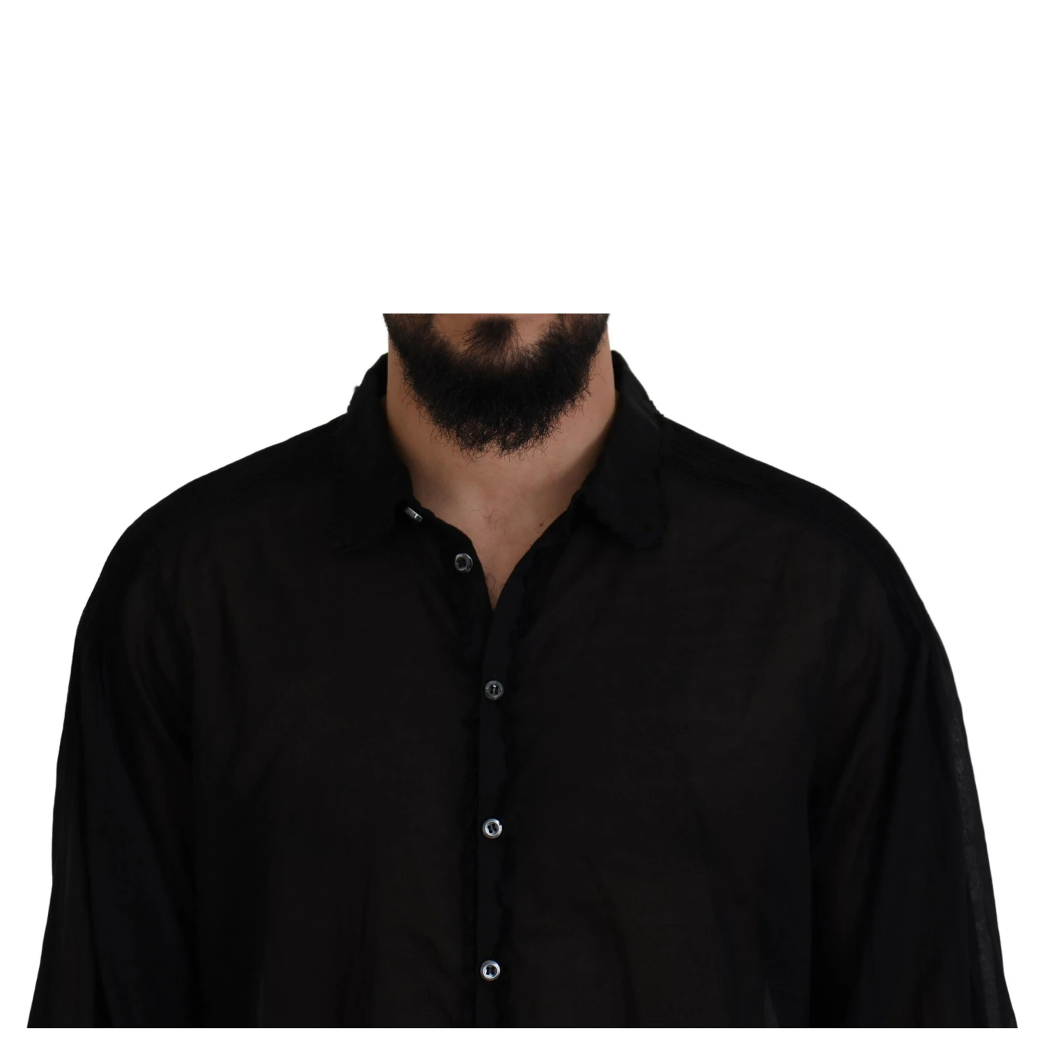 Black Cotton Collared Long Sleeves Formal Shirt