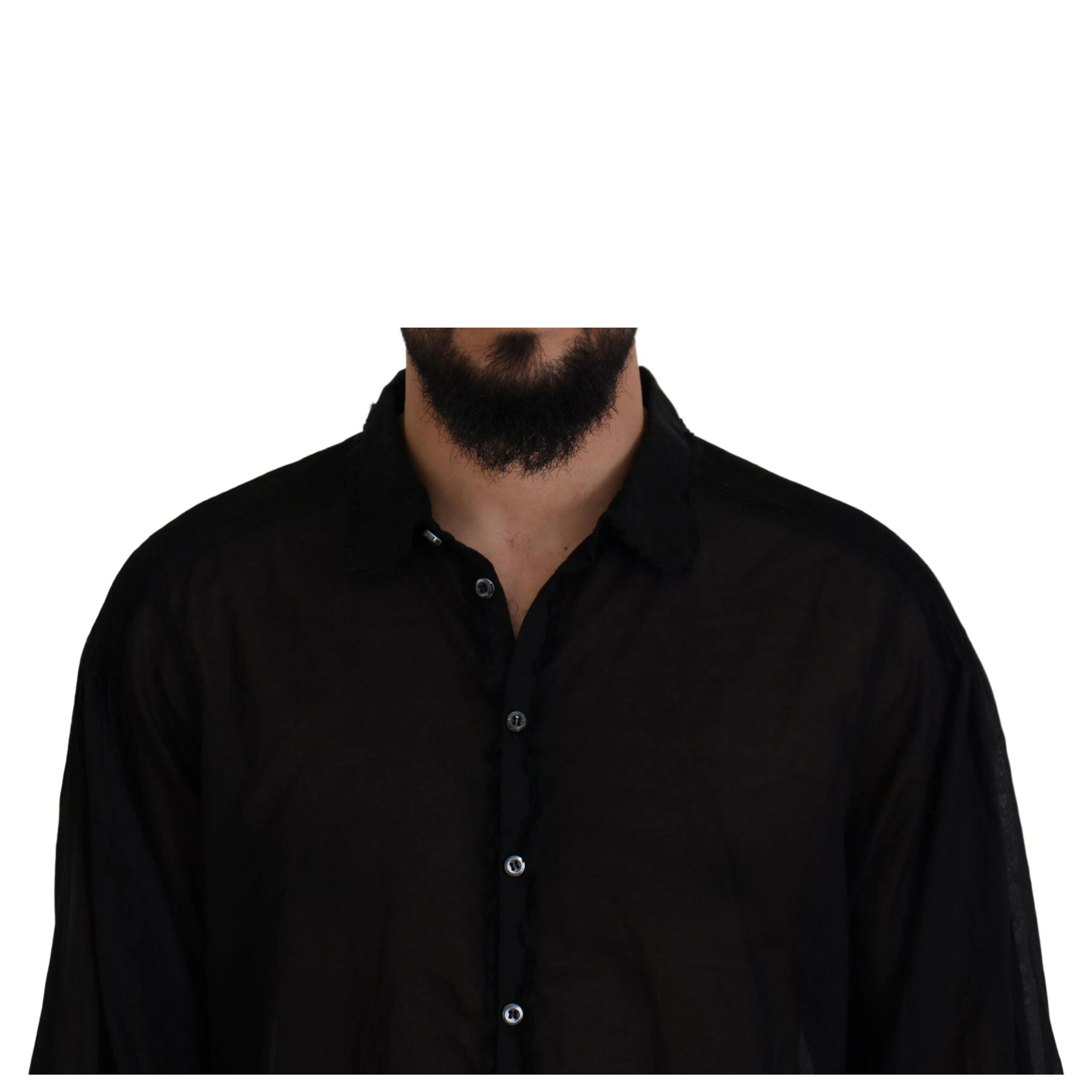 Black Cotton Collared Long Sleeves Formal Shirt
