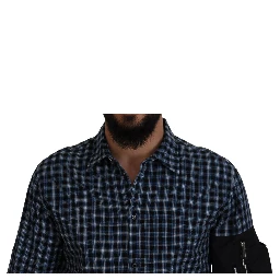 Multicolor Black Arm Plaid Men Long Sleeves Shirt