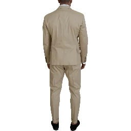 Beige Cotton Single Breasted 2 Piece CIPRO Suit