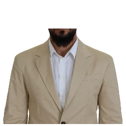 Beige Cotton Single Breasted 2 Piece CIPRO Suit