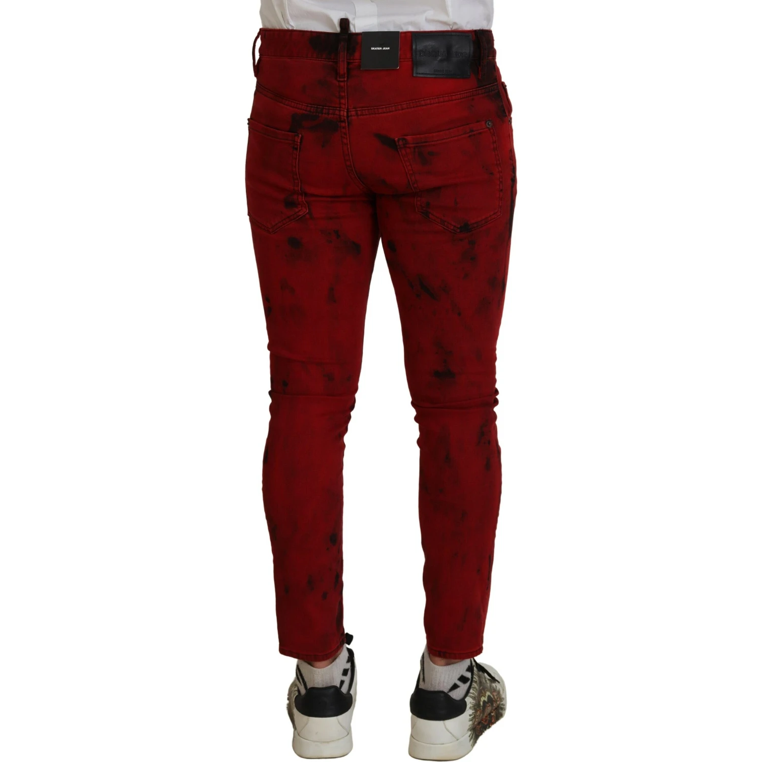 Red Cotton Tie Dye Skinny Casual Denim Jeans