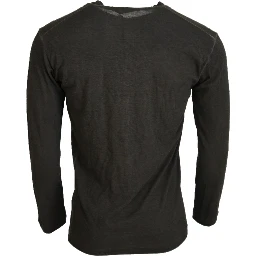 Gray Cotton Linen Long Sleeves Pullover Sweater