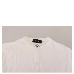 White Cotton Linen Long Sleeves Pullover Sweater
