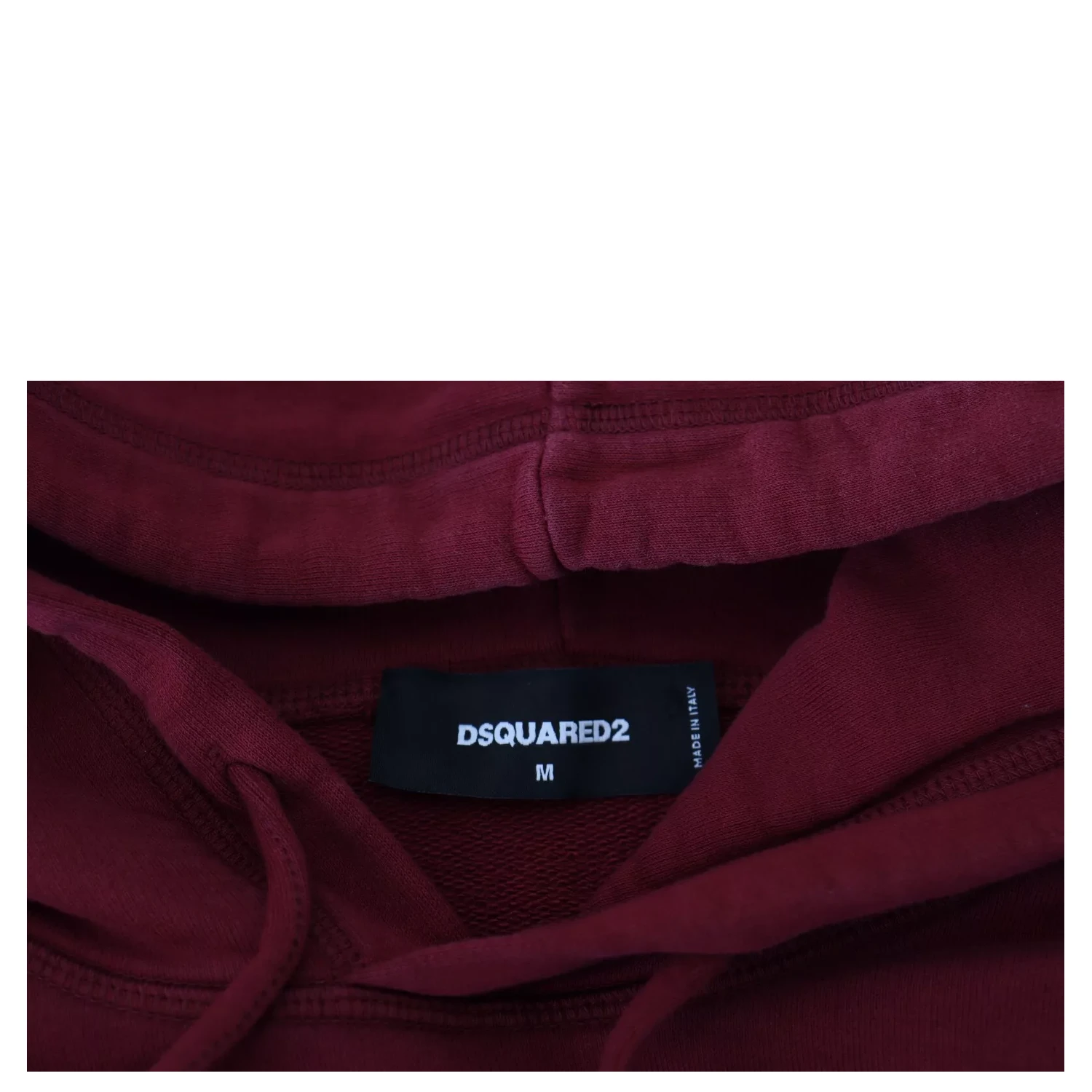 Maroon Cotton Tattered Hooded Printed Pullover Sweater
