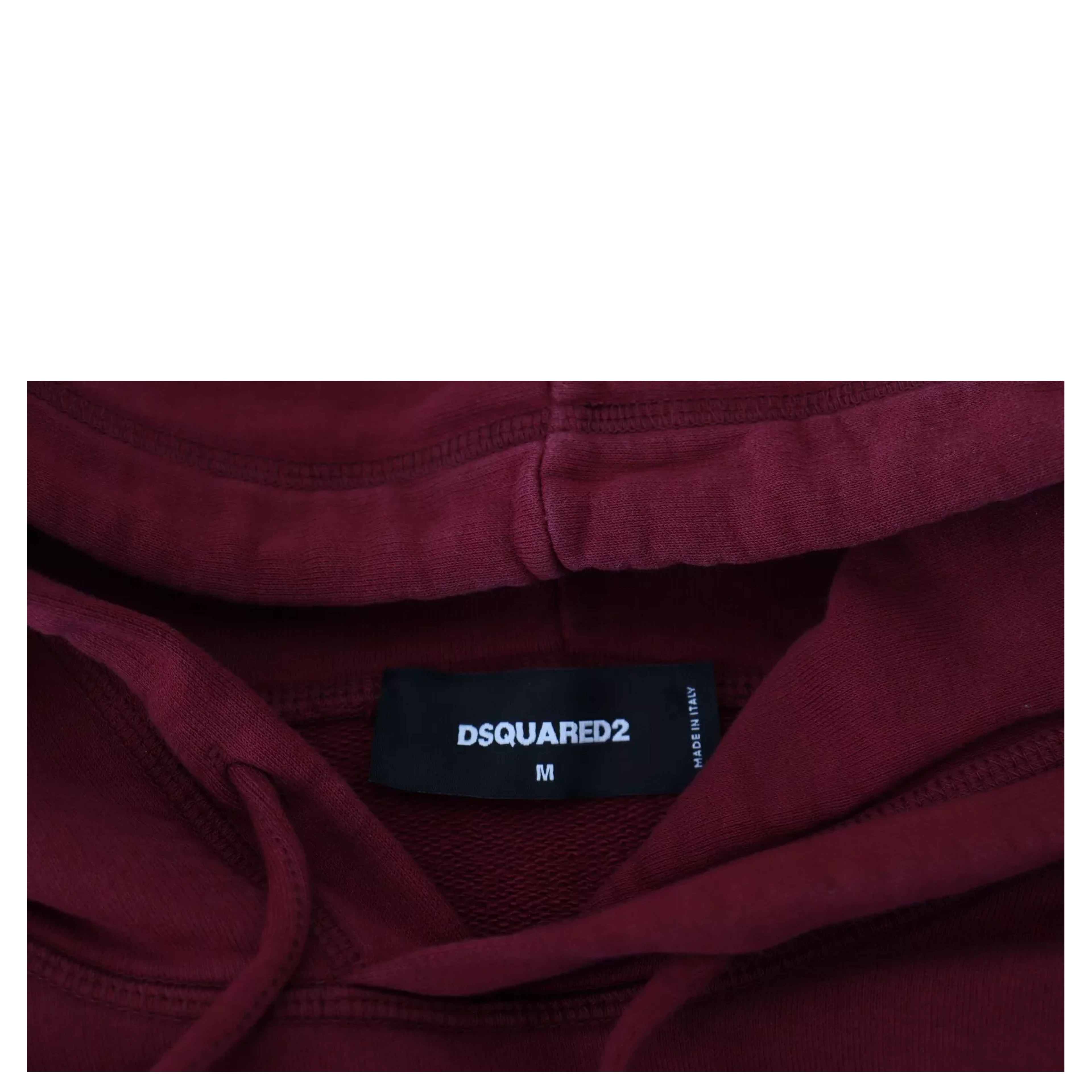 Maroon Cotton Tattered Hooded Printed Pullover Sweater