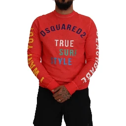 Orange Colorful Print Long Sleeves Top T-shirt