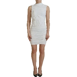 White Viscose Sleeveless Bodycon Mini Dress