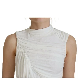 White Viscose Sleeveless Bodycon Mini Dress