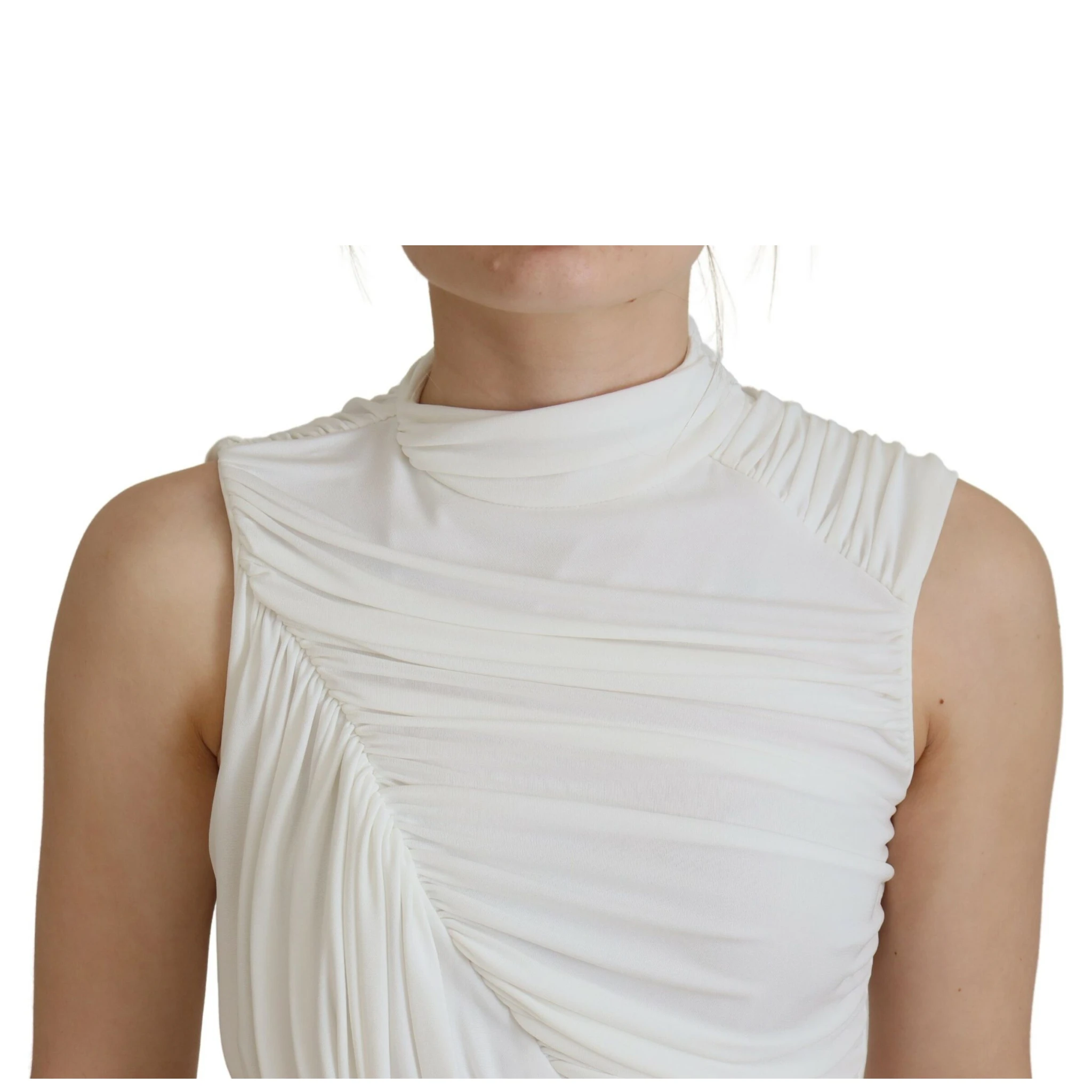 White Viscose Sleeveless Bodycon Mini Dress