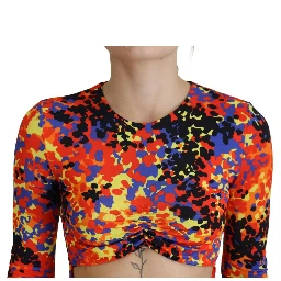 Multicolor Batik Open Belly Long Sleeves Dress