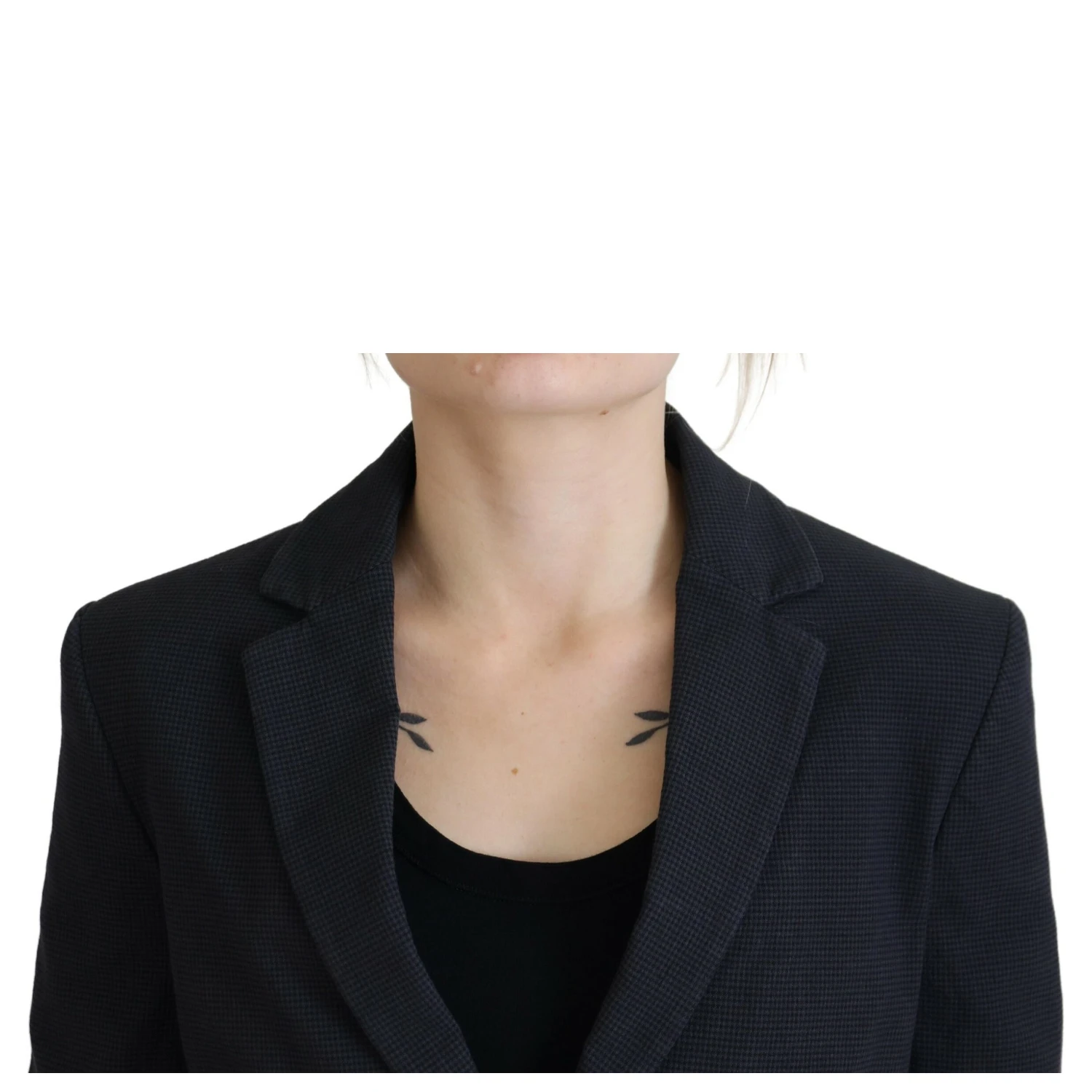 Black Cotton Cropped Button Blazer Jacket