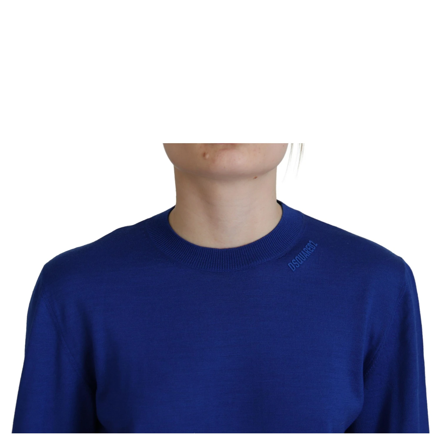 Blue Long Sleeve Crew Neck Casual Sweater