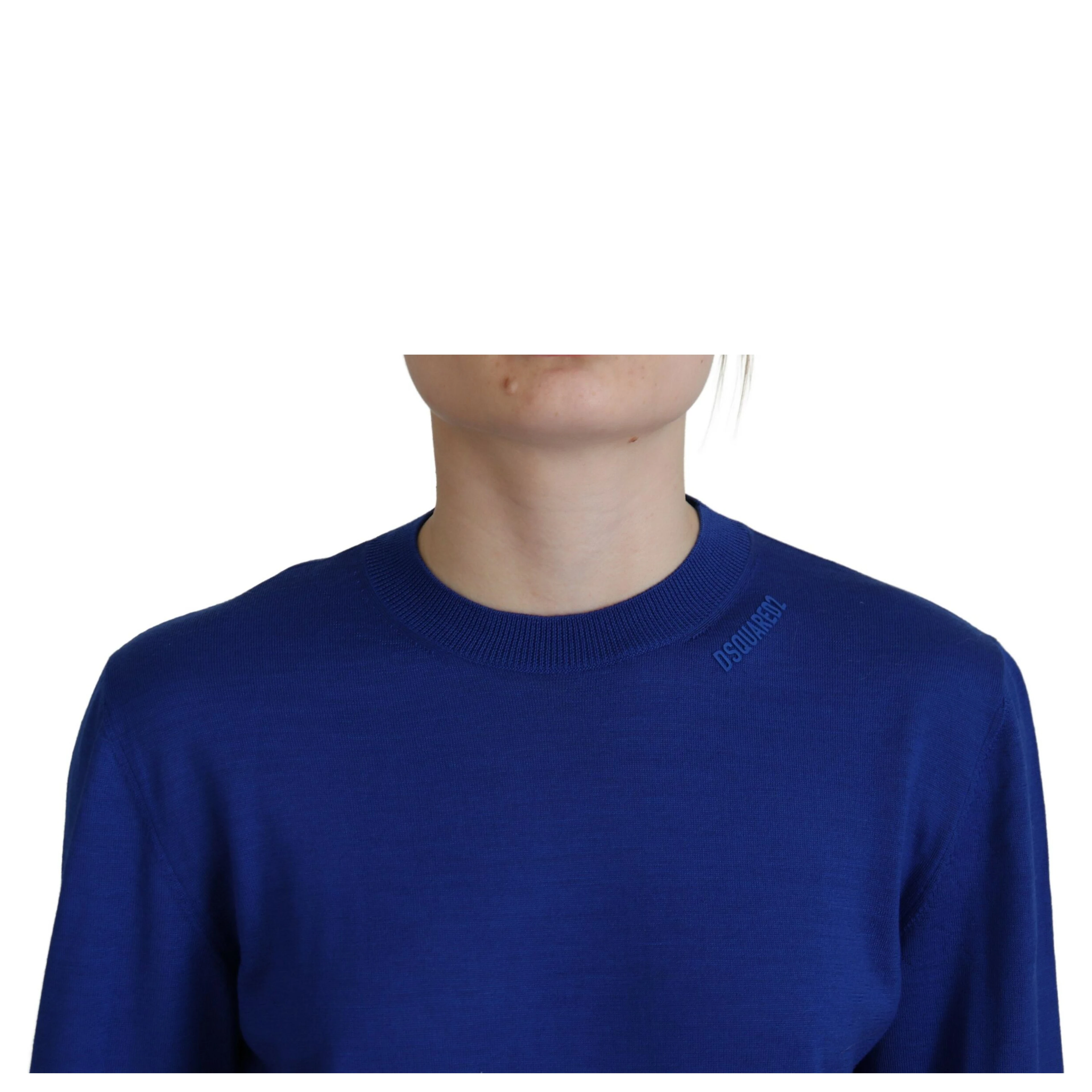 Blue Long Sleeve Crew Neck Casual Sweater