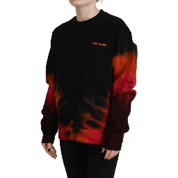 Black Tie Dye Logo Print Women Long Sleeve Sweater