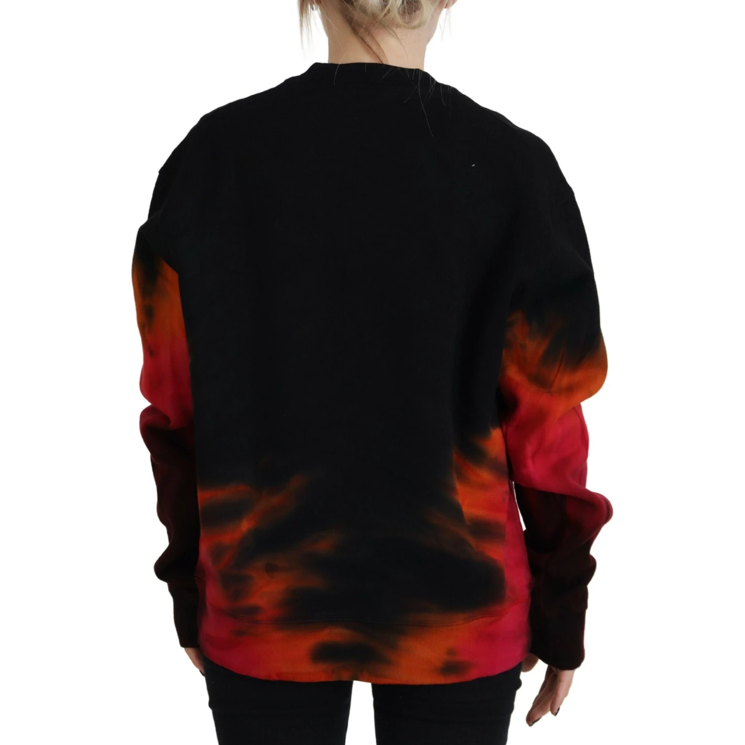 Black Tie Dye Logo Print Women Long Sleeve Sweater