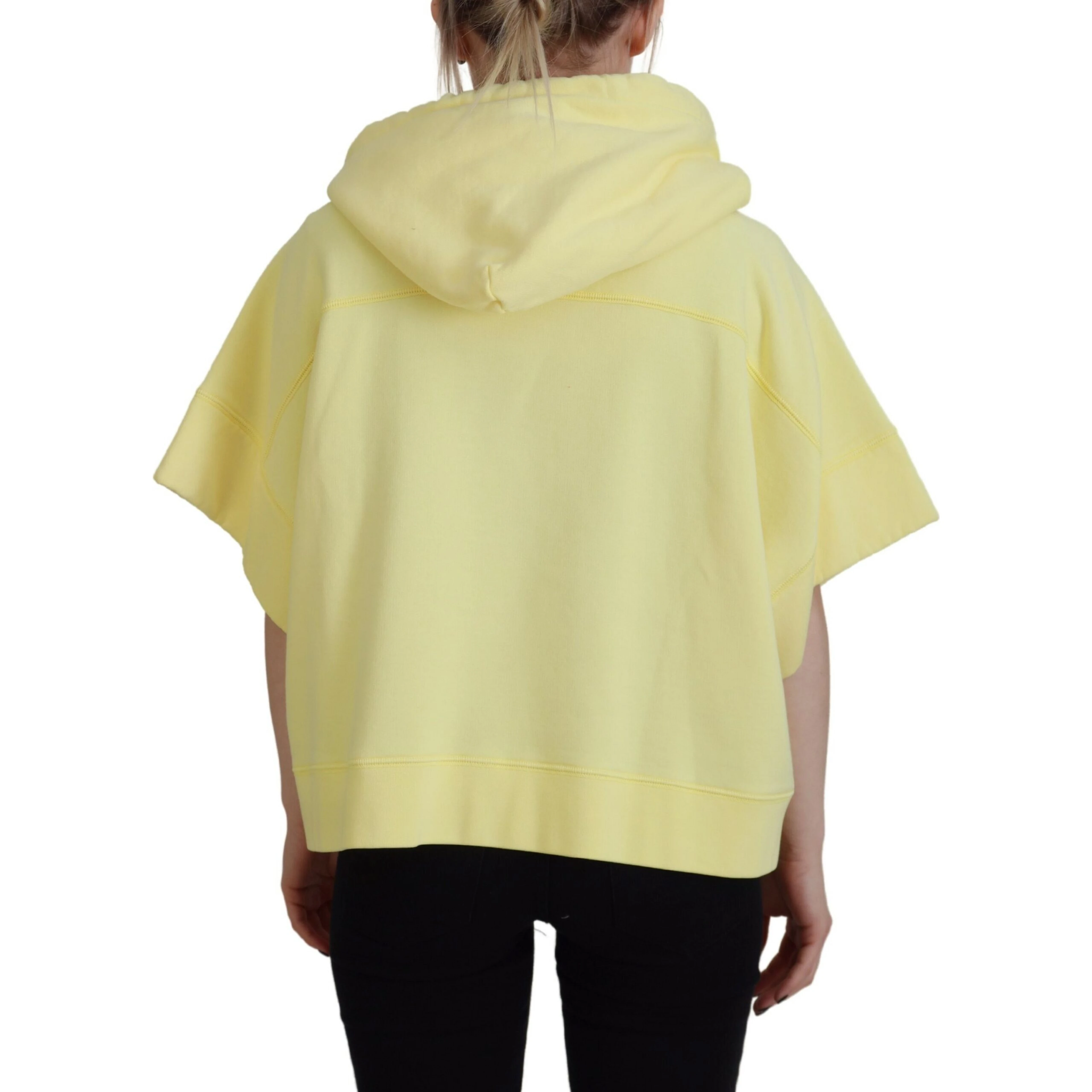 Yellow Logo Print Cotton Hoodie Sweatshirt Sweater