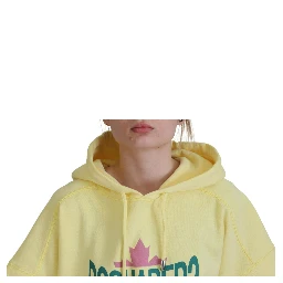 Yellow Logo Print Cotton Hoodie Sweatshirt Sweater