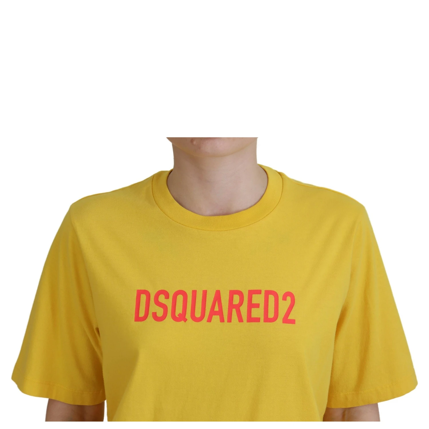 Yellow Logo Print Cotton Crewneck Easy Tee T-shirt