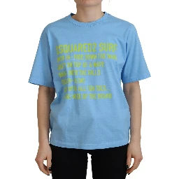 Blue Logo Print Cotton Crewneck Short Sleeve T-shirt