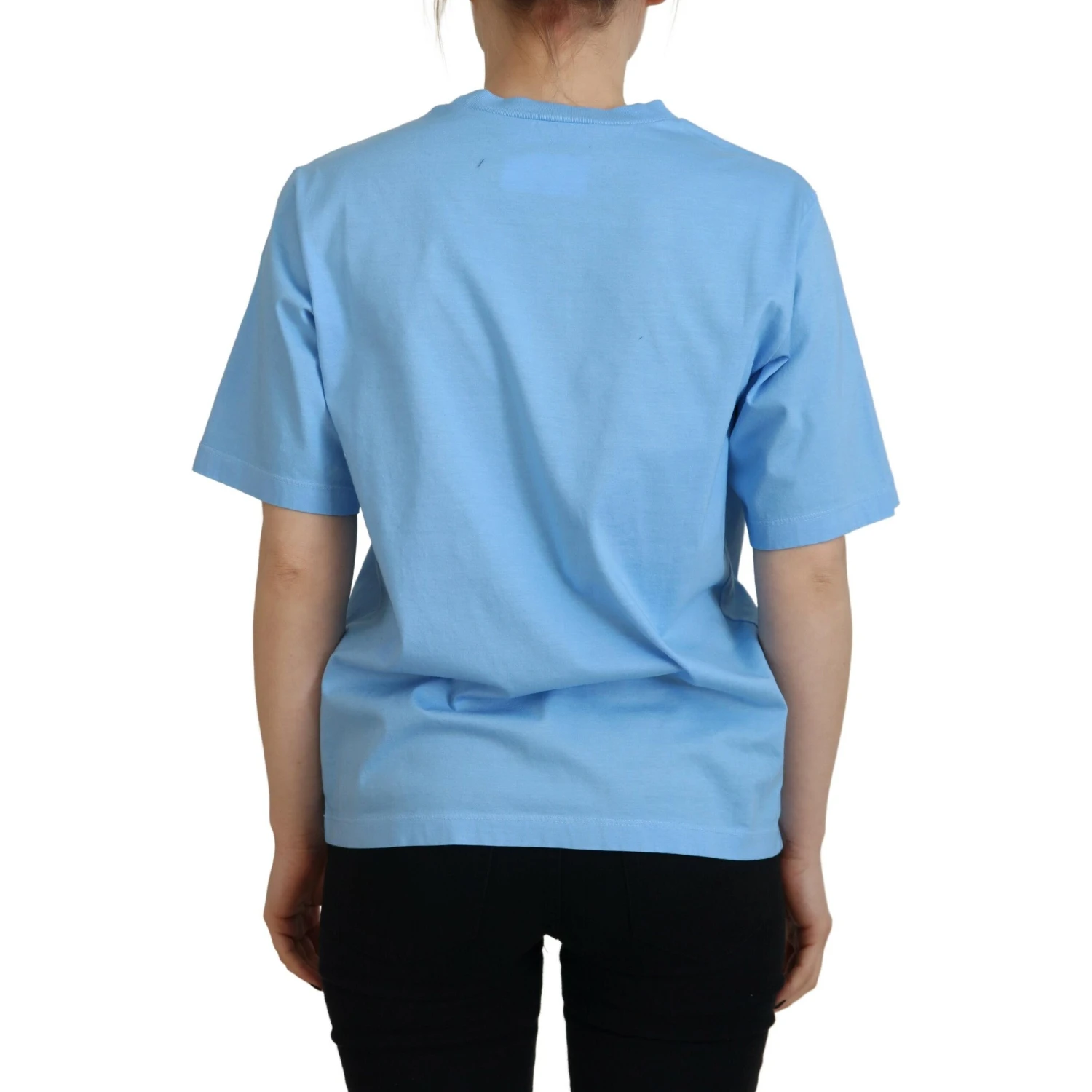 Blue Logo Print Cotton Crewneck Short Sleeve T-shirt