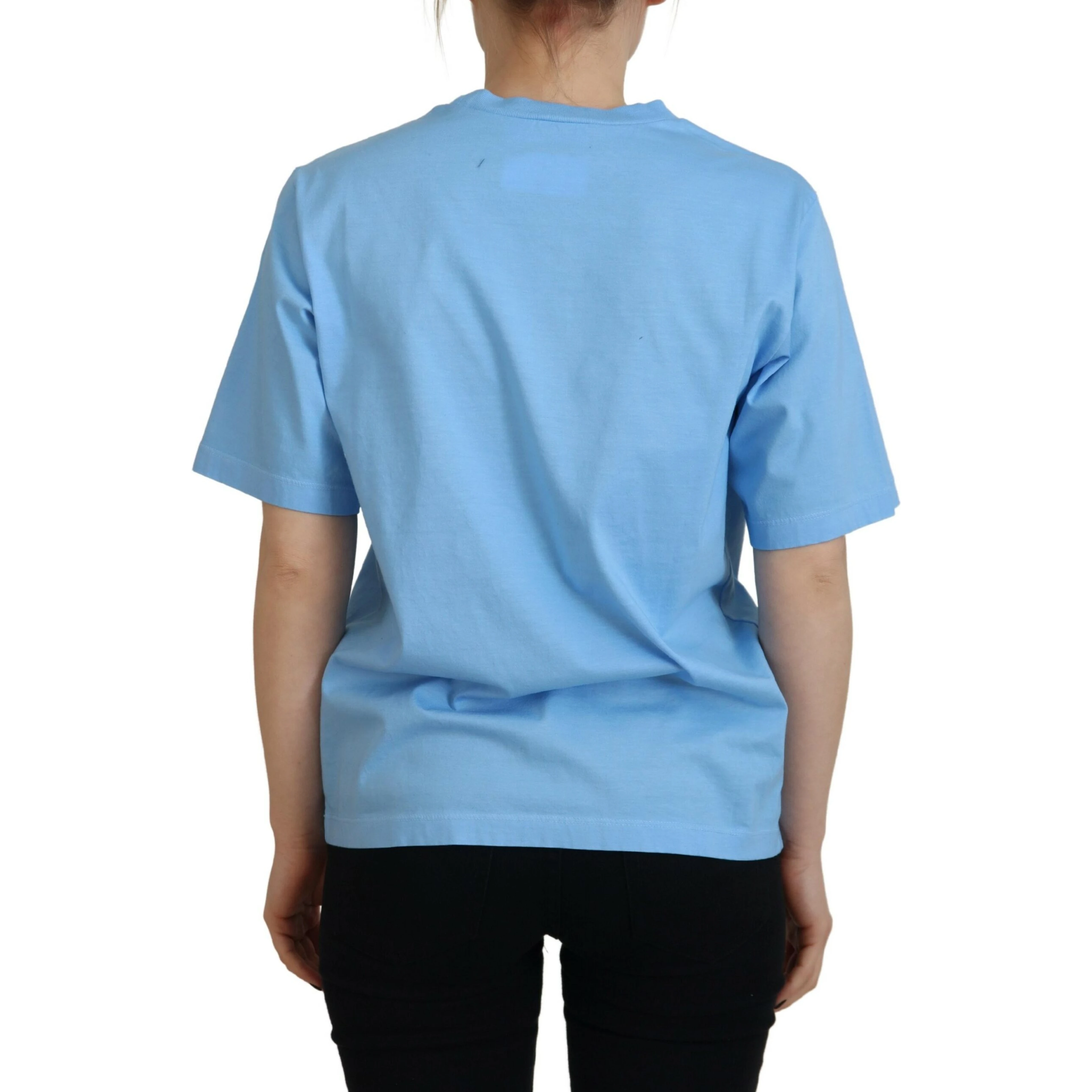 Blue Logo Print Cotton Crewneck Short Sleeve T-shirt
