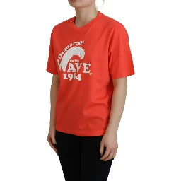 Orange Logo Cotton Crewneck Short Sleeve T-shirt