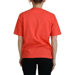 Orange Logo Cotton Crewneck Short Sleeve T-shirt