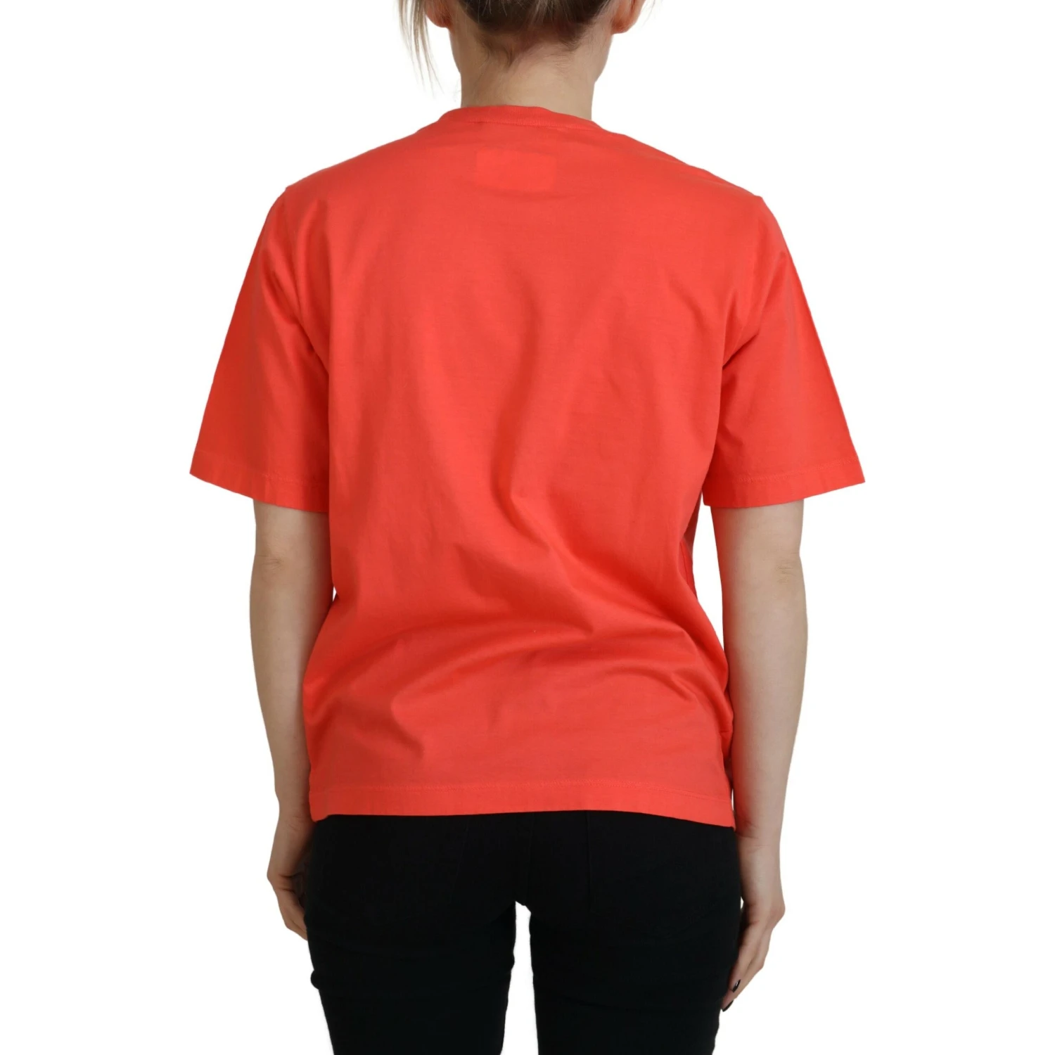 Orange Logo Cotton Crewneck Short Sleeve T-shirt