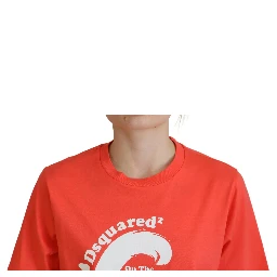 Orange Logo Cotton Crewneck Short Sleeve T-shirt